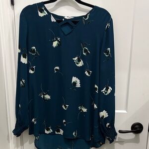 Maurices Teal Floral Blouse